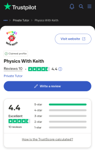 Physics With Keith's trustpilot score, 100% 5-star!