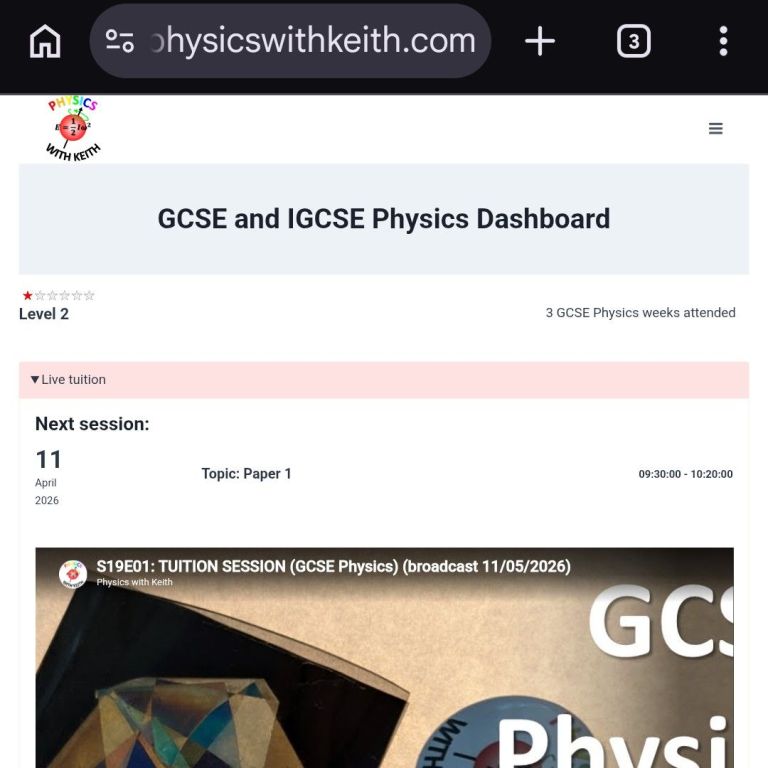 Screenshot showing the Physics With Keith ranks at the top